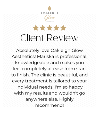 Client Reviews | Oakleigh Glow Aesthetics Rochester Genuine client review of Oakleigh Glow Aesthetics in Cliffe Woods, Rochester.