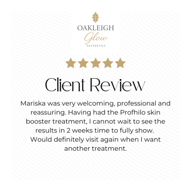 Client Reviews | Oakleigh Glow Aesthetics Rochester Client testimonial sharing their experience at Oakleigh Glow Aesthetics in Medway.